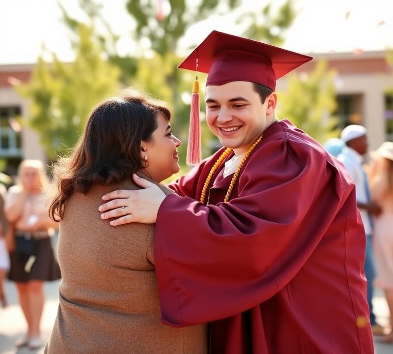 Family celebrating a graduation together